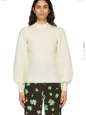 GANNI Off-White Alpaca Soft Sweater - L